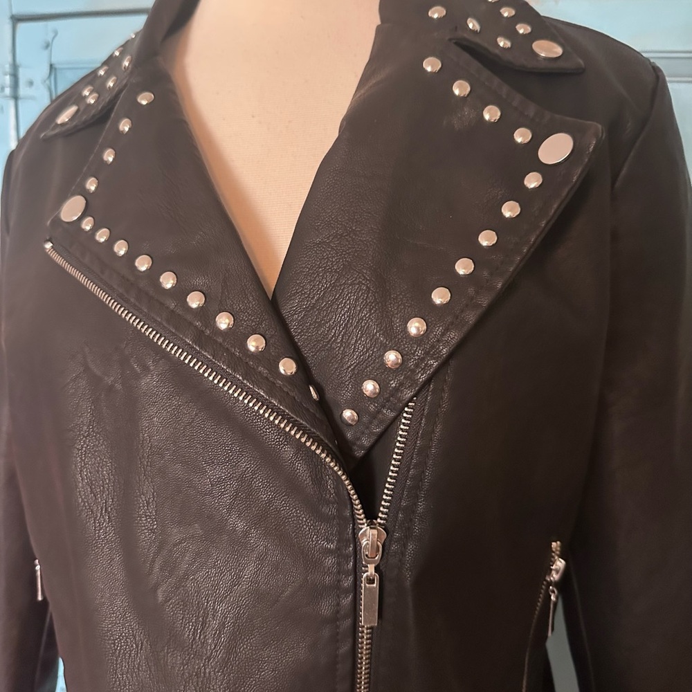 Baccini Black  Moto Jacket with Studded Detailing - Picture 2 of 7